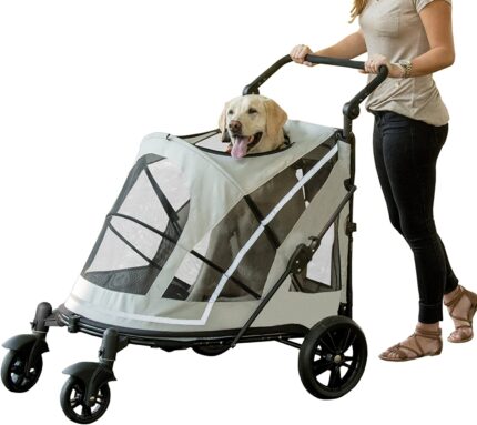Pet Gear NO-Zip Pet Stroller with Dual Entry, Push Button Zipperless